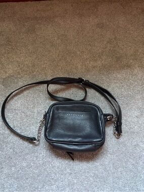 Black Pebbled Leather Crossbody Bag - Classic Everyday Style